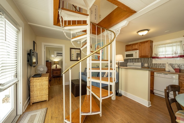 interior space with hardwood / wood-style floors