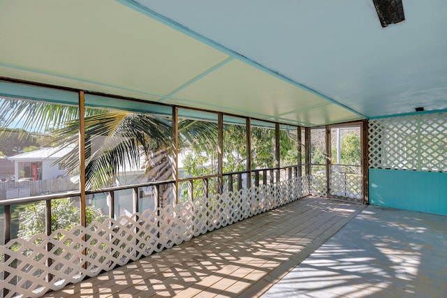 view of unfurnished sunroom