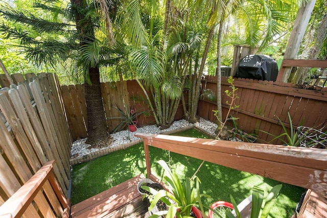 view of yard featuring a fenced backyard