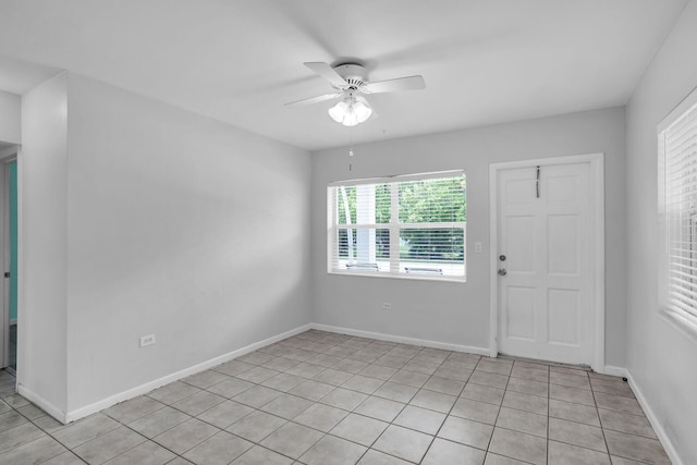 unfurnished room with ceiling fan