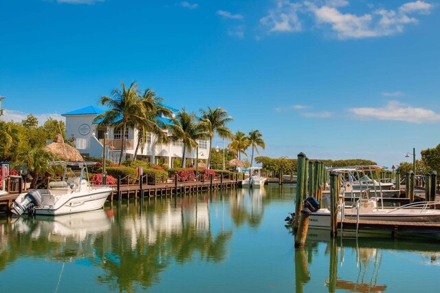 dock area featuring a water view