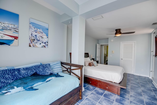 bedroom featuring ceiling fan