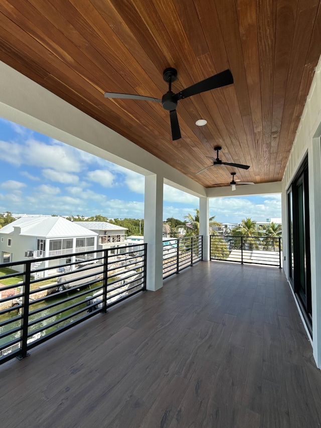 deck featuring ceiling fan