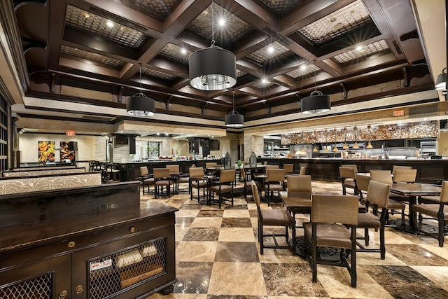 3841 N Roosevelt Blvd Unit 315, Key West, FL 33040 - interior space with beam ceiling and coffered ceiling