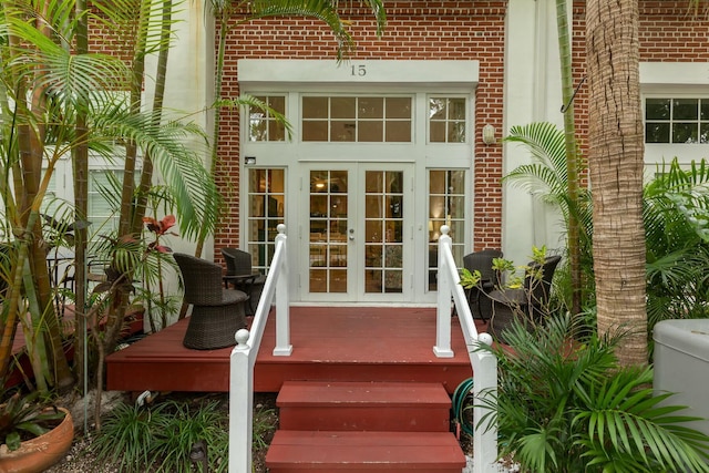 doorway to property featuring french doors