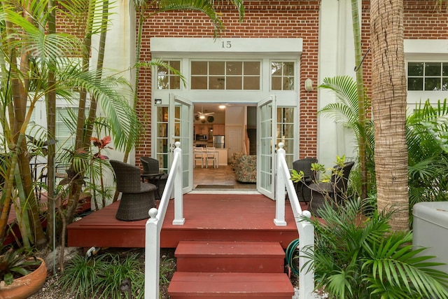 view of exterior entry with french doors