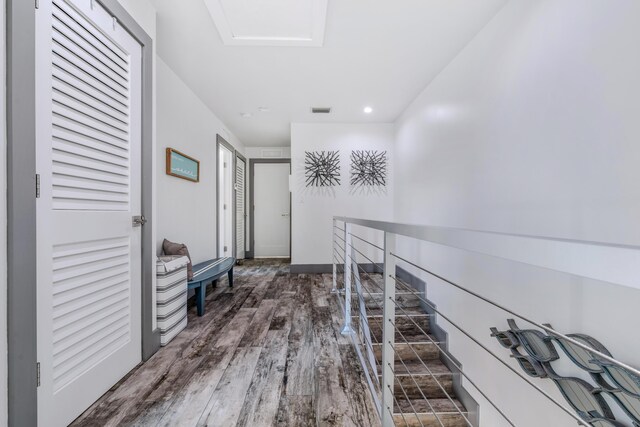 hall featuring dark hardwood / wood-style floors