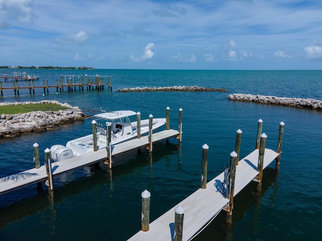 dock area featuring a water view