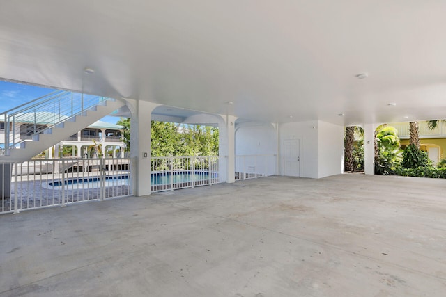 exterior space featuring a fenced in pool