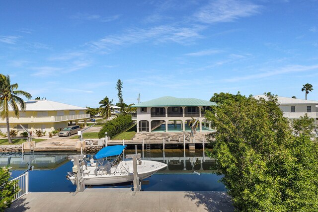 dock area featuring a water view