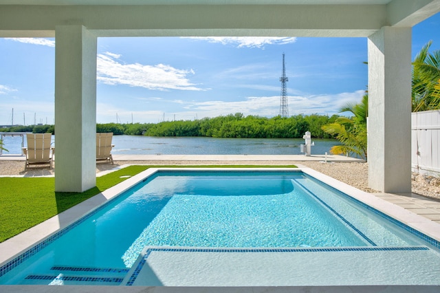 949 24th St, Ocean, Marathon, FL 33050 - outdoor pool with a water view and a patio