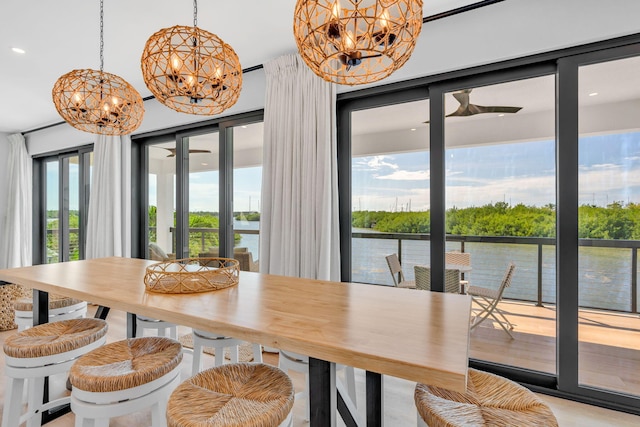 949 24th St, Ocean, Marathon, FL 33050 - dining room featuring a chandelier, plenty of natural light, and recessed lighting