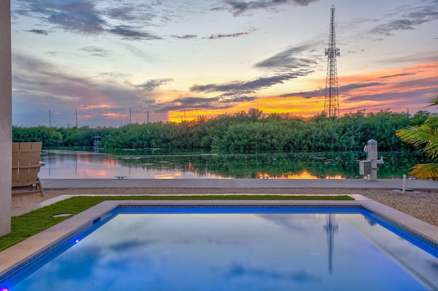 949 24th St, Ocean, Marathon, FL 33050 - pool at dusk with an outdoor pool and a water view