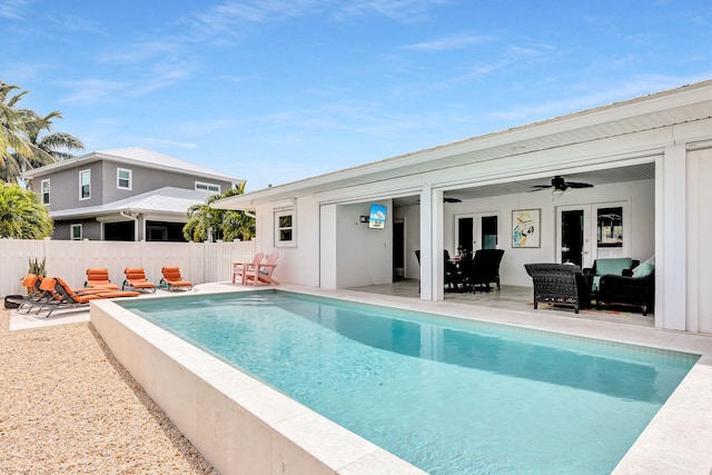 150 10th St, Key Colony, FL 33051 - view of swimming pool featuring a ceiling fan and a patio area