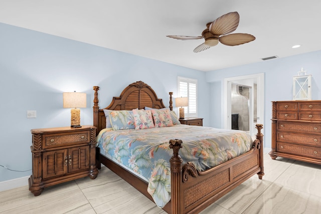 150 10th St, Key Colony, FL 33051 - bedroom with baseboards, a ceiling fan, and recessed lighting
