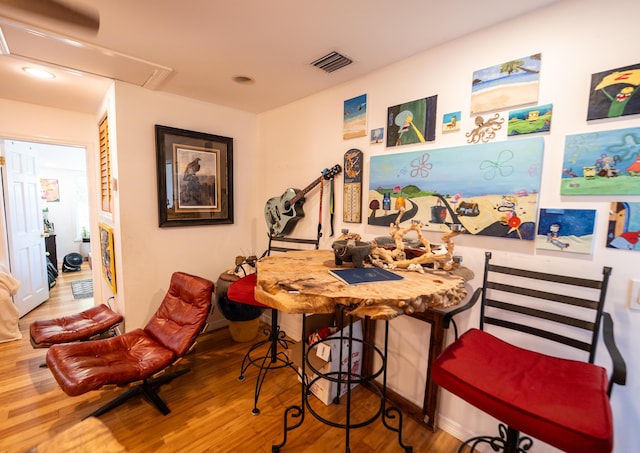 1124 Catherine St Unit 202, Key West, FL 33040 - dining room featuring attic access, wood finished floors, and recessed lighting