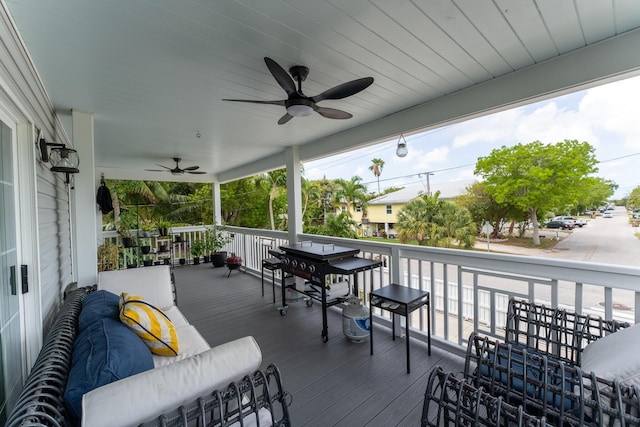 45 1st St, Big Coppitt, FL 33040 - wooden terrace featuring a ceiling fan