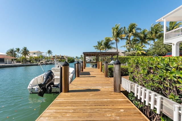 dock area featuring a water view