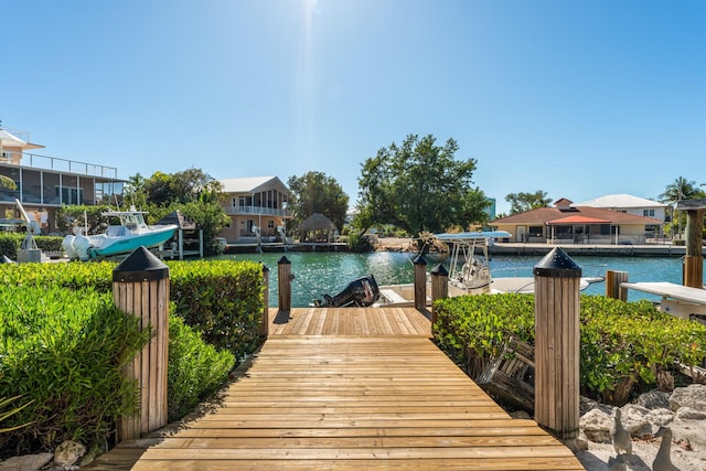 view of dock featuring a water view