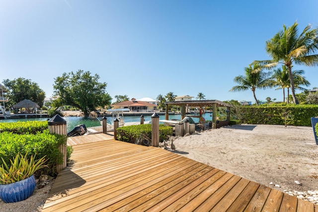 dock area featuring a water view