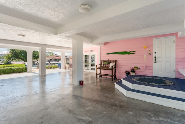 garage with french doors