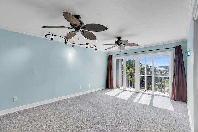 1514 Shaw Dr, Key Largo, FL 33037 - empty room featuring carpet floors, ceiling fan, and ornamental molding