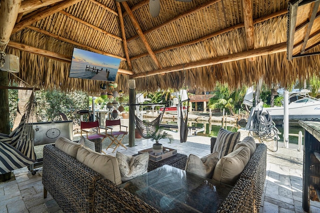 view of patio / terrace with a gazebo and an outdoor living space