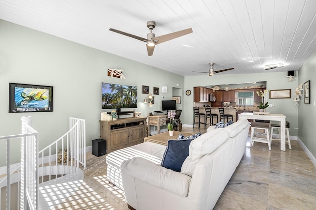 living room with baseboards