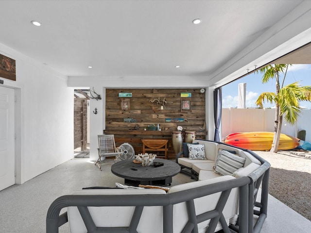 living area with recessed lighting