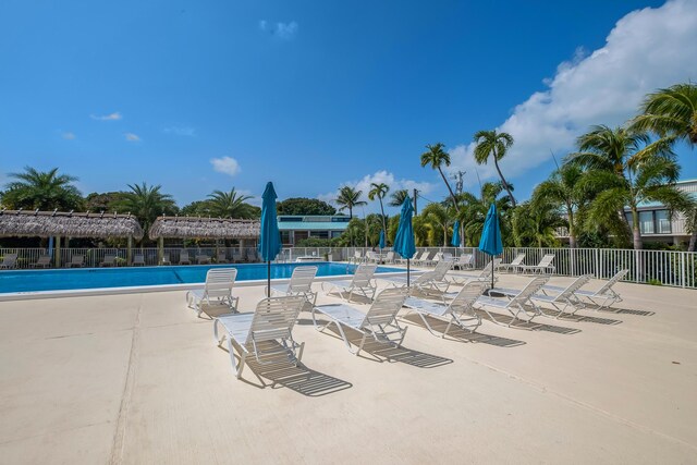 view of pool featuring a patio