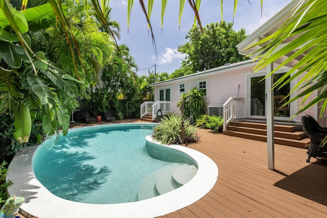 view of pool with a deck