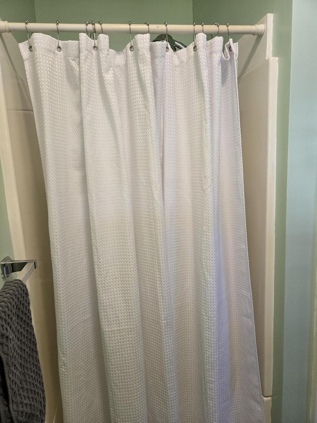 bathroom featuring a shower with shower curtain