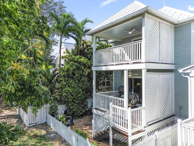 11 Kestral Way, Key West, FL 33040 - view of side of home featuring a balcony and ceiling fan