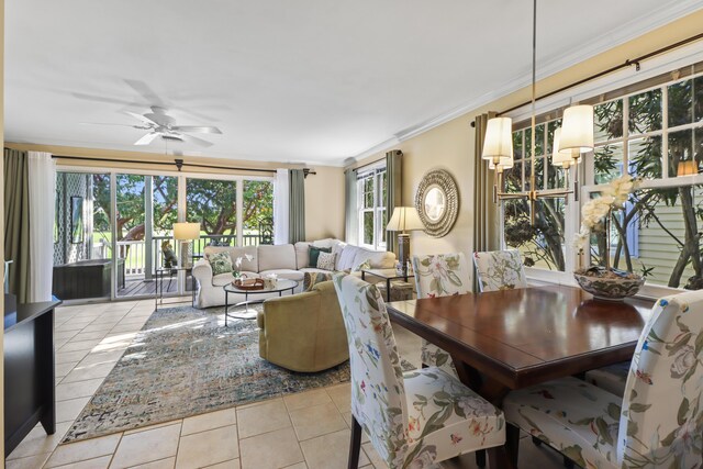 11 Kestral Way, Key West, FL 33040 - tiled dining area with ceiling fan and ornamental molding