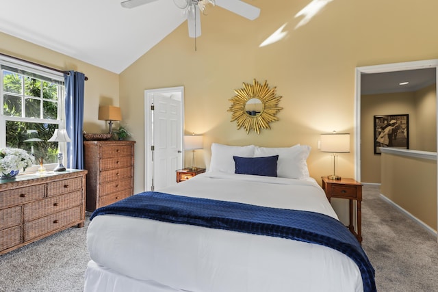 11 Kestral Way, Key West, FL 33040 - carpeted bedroom with vaulted ceiling and ceiling fan