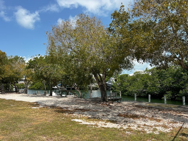 view of yard with a water view