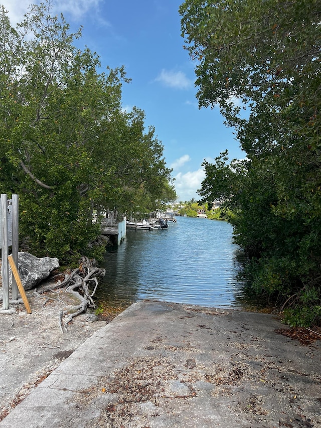 view of water feature featuring a dock