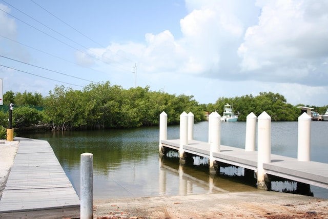 view of dock featuring a water view