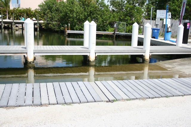 view of dock featuring a water view