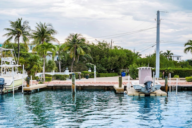 dock area featuring a water view