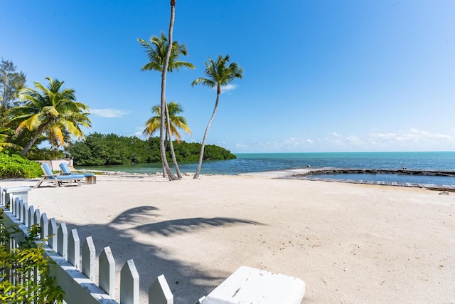 property view of water with a beach view