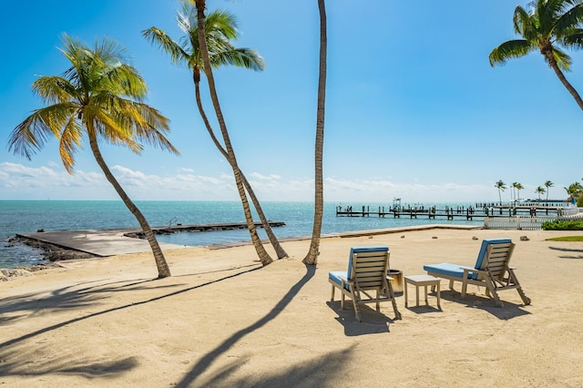 view of water feature with a view of the beach