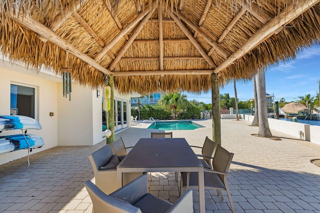 view of patio featuring a gazebo