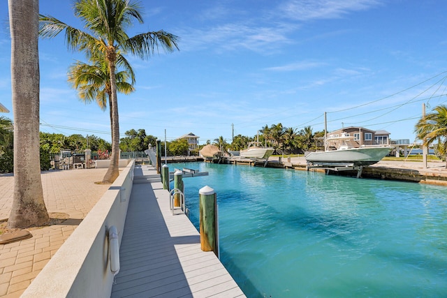 dock area featuring a water view