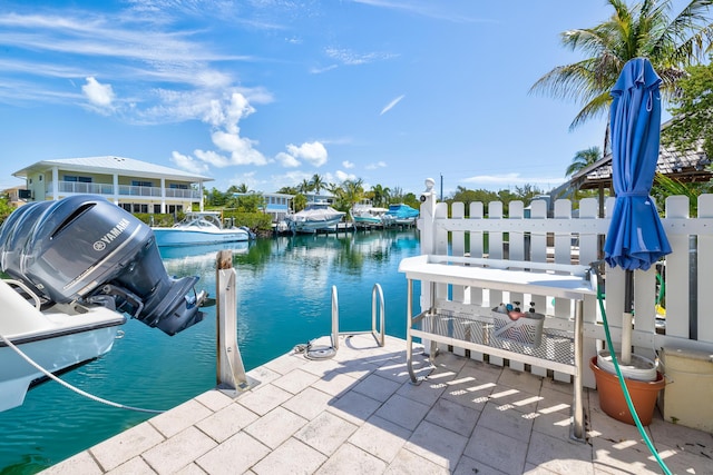 view of dock featuring a water view