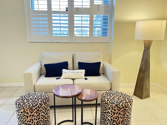 sitting room with tile patterned floors