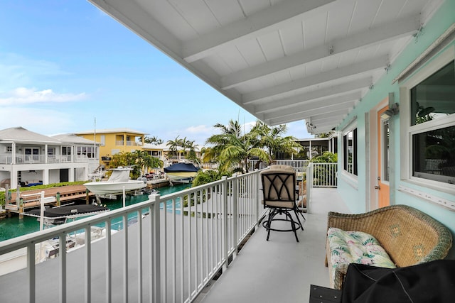 balcony with a water view