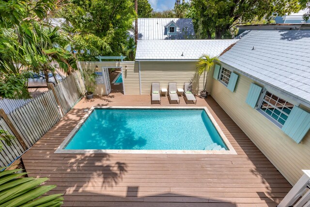 view of pool featuring a deck