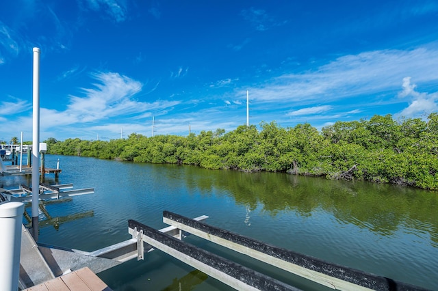 view of dock featuring a water view