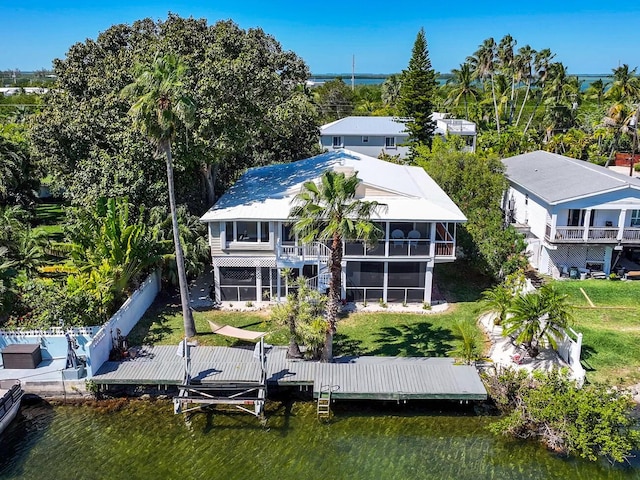 bird's eye view featuring a water view